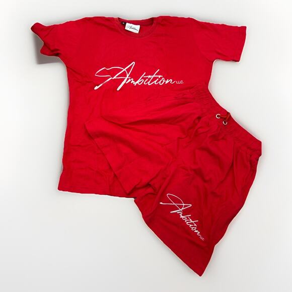 Red Ambition Shorts/Shirt Combo SMALL Unisex {77} - Picture 1 of 12